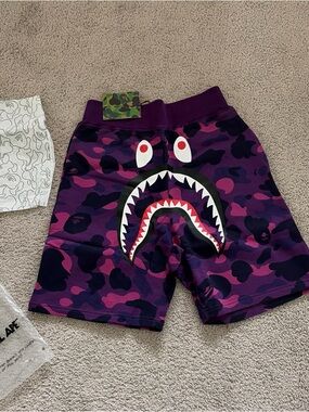 A Bathing Ape (Bape) - ABC Camouflage Sweat Shorts - Purple - Size Medium